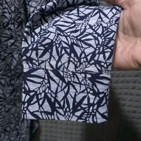 Button Long Sleeve Collared Shirt Mens Lg NWT Blue Tropical Lightweight Cotton - Picture 9 of 14